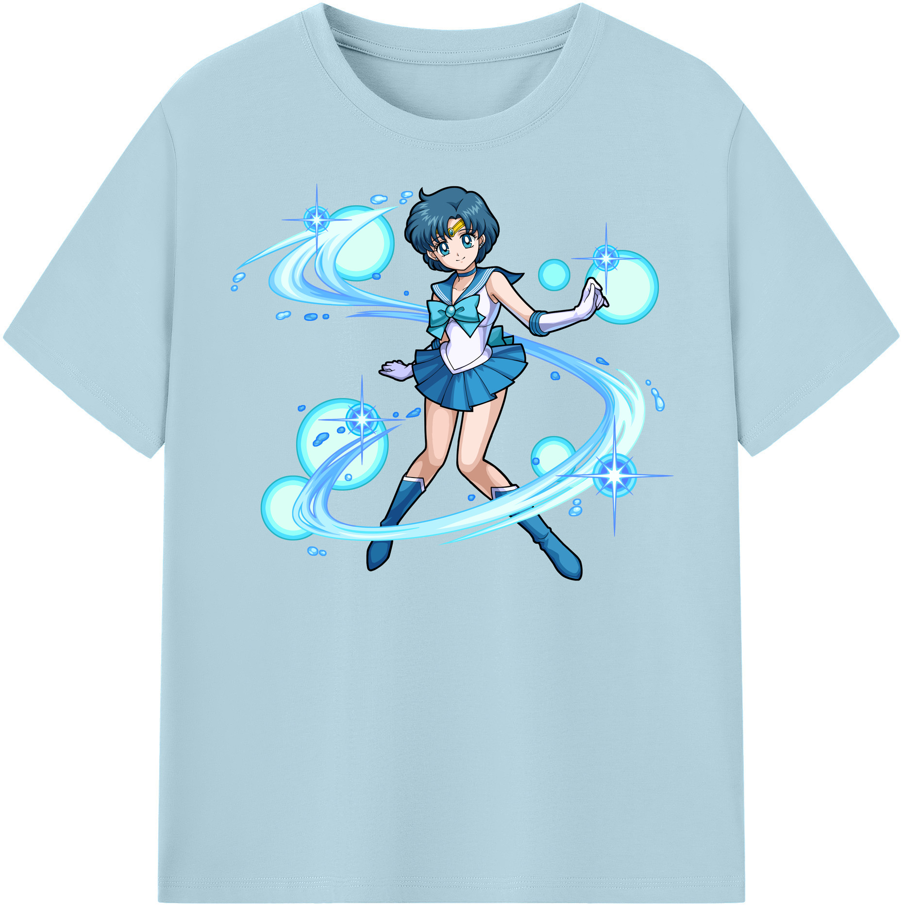 （画像用） 美少女戦士セーラームーン 水野 亜美 みずの あみ Sailor Moon Mizuno Ami 綿100％半袖Tシャツ（フロントプリント）